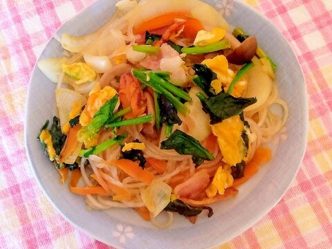 卵とベーコンの焼き春雨